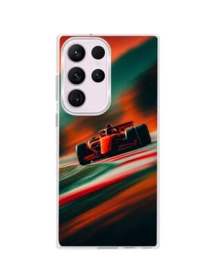 Etui do Samsung Galaxy S23 Ultra z MagSafe przeźroczyste, silikonowe Flexi, Szybkie Auta, Wyścig F1