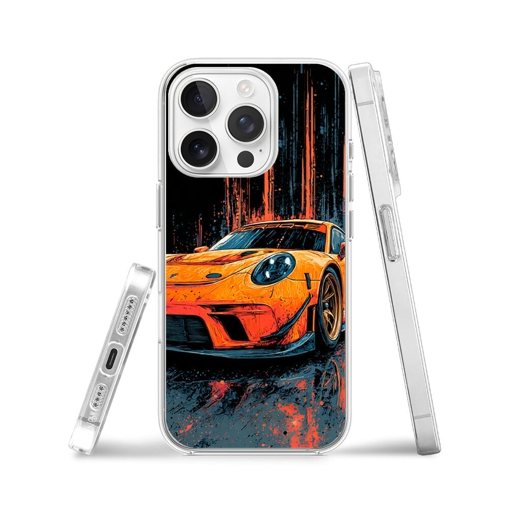 Etui do iPhone 14 Pro Max przeźroczyste, silikonowe Flexi, Szybkie Auta, Pomarańczowa 911 - obrazek 3