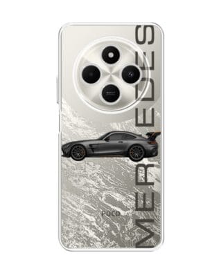 Etui do Xiaomi POCO C75 przeźroczyste, silikonowe Flexi, Szybkie Auta, Stalowe AMG-GT