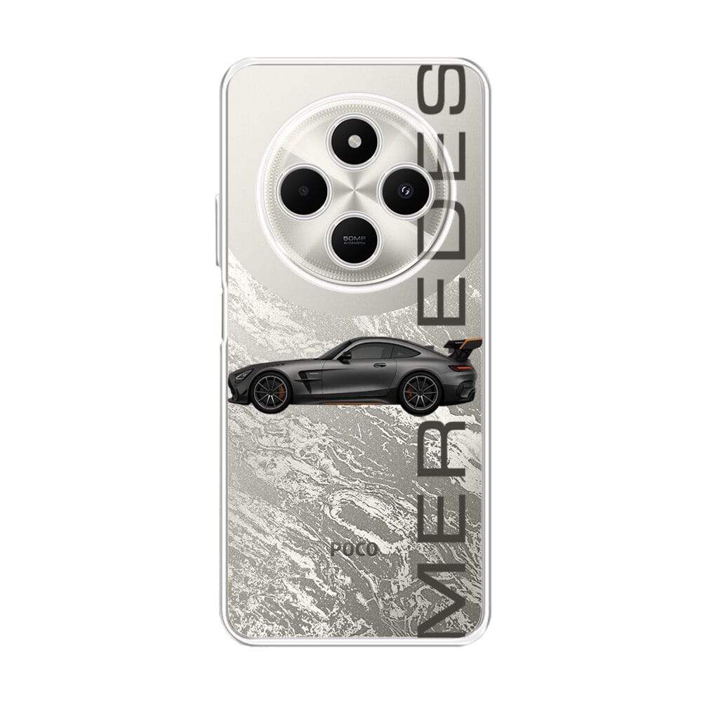 Etui do Xiaomi POCO C75 przeźroczyste, silikonowe Flexi, Szybkie Auta, Stalowe AMG-GT