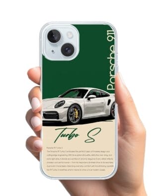 Etui do iPhone 15 Plus z MagSafe przeźroczyste, silikonowe Flexi, Szybkie Auta, Elegancja 911