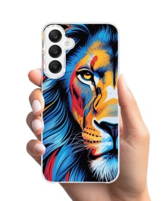 Etui do Samsung Galaxy A25 5G z MagSafe przeźroczyste, silikonowe Flexi, Dzika Mandala, Lwie spojrzenie