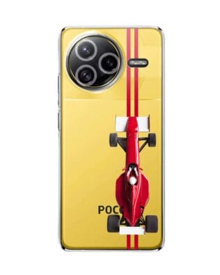 Etui do Xiaomi POCO F7 Ultra przeźroczyste, silikonowe Flexi, Szybkie Auta, czerwone F1