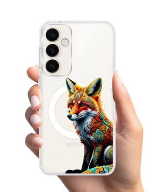 Etui do Samsung Galaxy S23 Plus z MagSafe przeźroczyste, silikonowe Flexi, Dzika Mandala, Lis