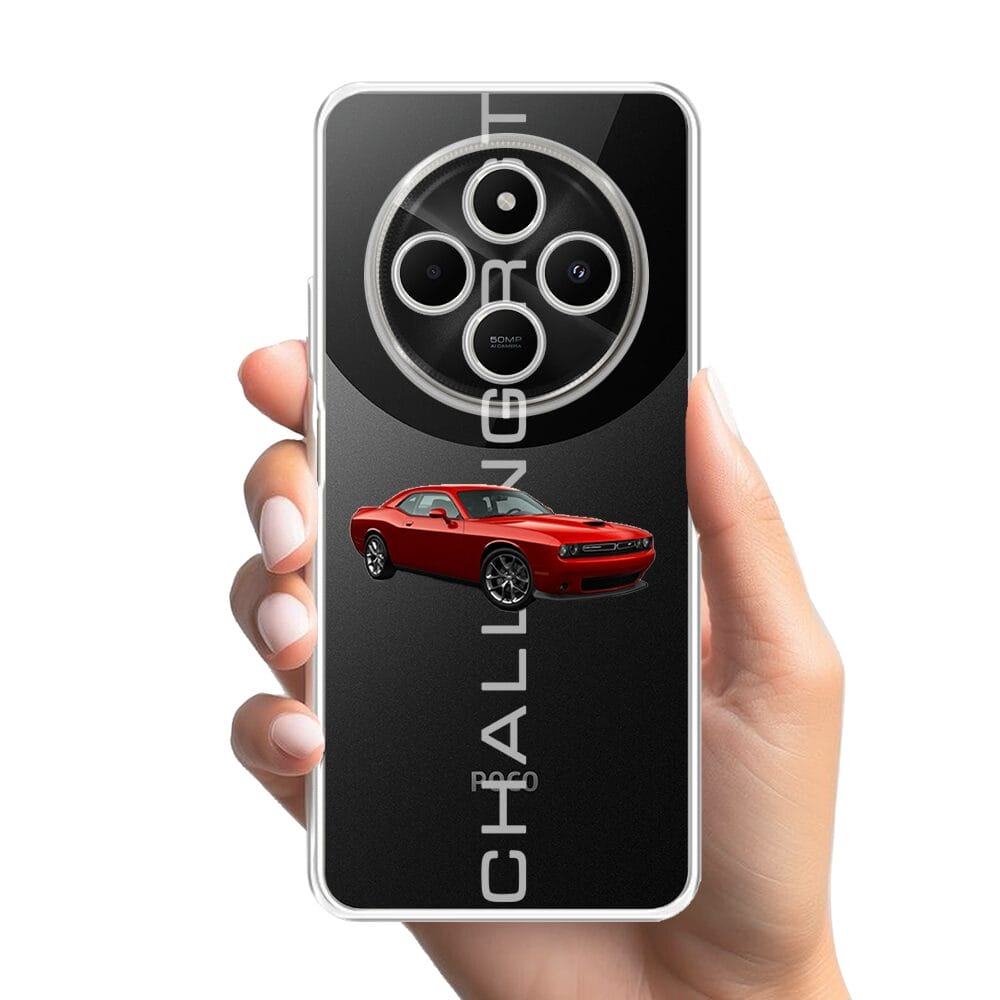 Etui do Xiaomi POCO C75 przeźroczyste, silikonowe Flexi, Szybkie Auta, czerwony Challenger GT - obrazek 2