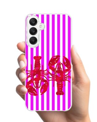 Etui do Samsung Galaxy A25 5G z MagSafe przeźroczyste, silikonowe Flexi, kraby z różowymi paskami
