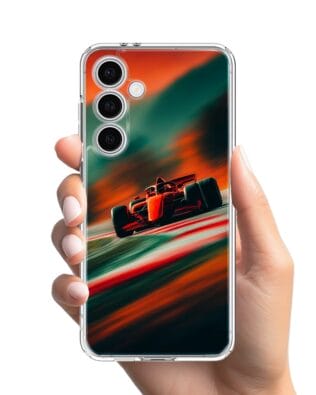 Etui do Samsung Galaxy S24 FE przeźroczyste, silikonowe Flexi, Szybkie Auta, Wyścig F1