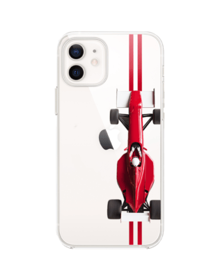 Etui do iPhone 12 przeźroczyste, silikonowe Flexi, Szybkie Auta, czerwone F1