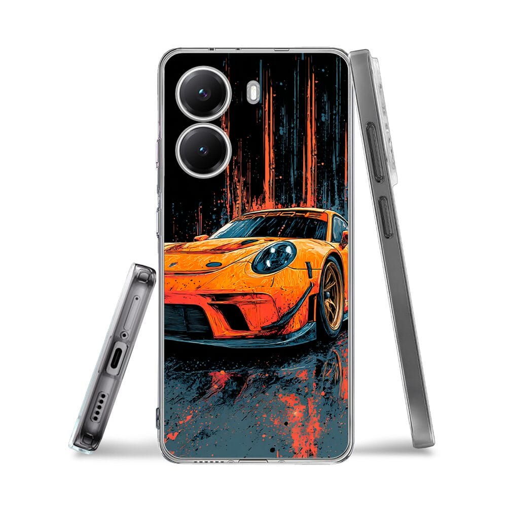 Etui do Xiaomi POCO X7 Pro przeźroczyste, silikonowe Flexi, Szybkie Auta, Pomarańczowa 911 - obrazek 3
