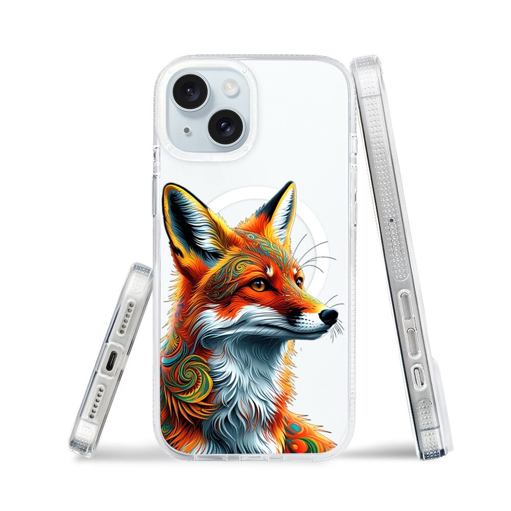Etui do iPhone 15 z MagSafe przeźroczyste, silikonowe Flexi, Dzika Mandala, Lwie spojrzenie - obrazek 3