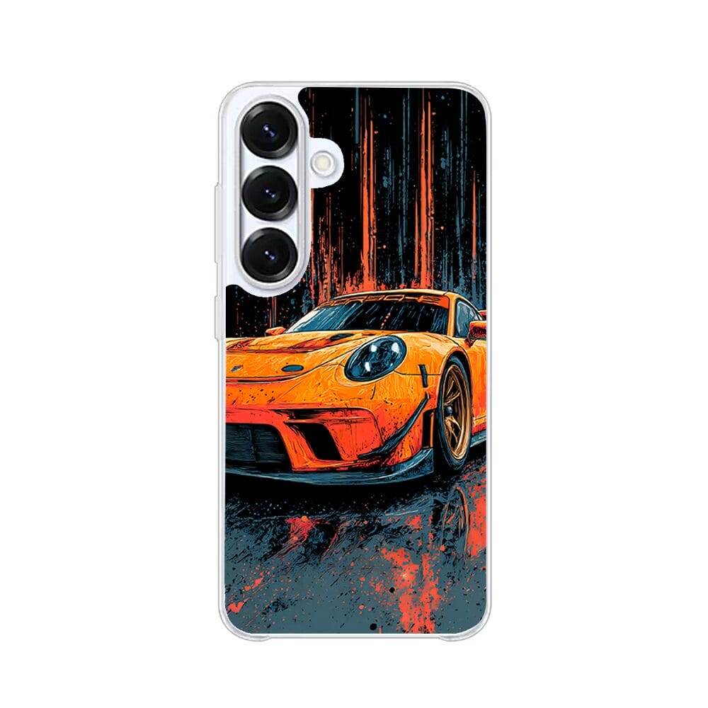 Etui do Samsung Galaxy S25 Plus z MagSafe przeźroczyste, silikonowe Flexi, Szybkie Auta, Pomarańczowa 911