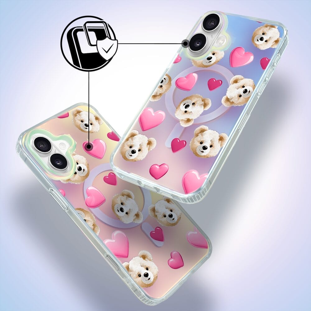 Etui do iPhone 16 Plus IBIZU California Sunset z MagSafe, zmieniające kolor, Love Mood, miś i serduszka - obrazek 3