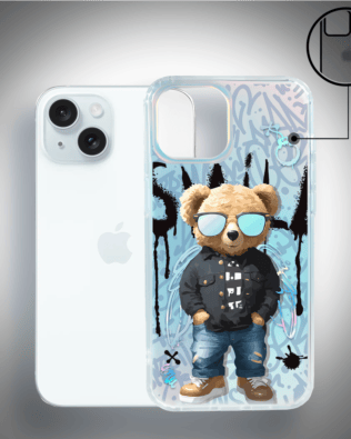 Etui do iPhone 15 IBIZU California Sunset, zmieniające kolor, Graffiti Boy, artystyczny miś