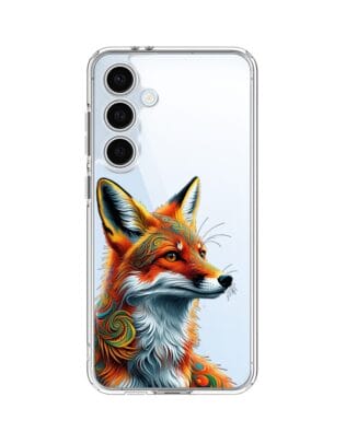 Etui do Samsung Galaxy S24 FE przeźroczyste, silikonowe Flexi, Dzika Mandala, Twarz lisa