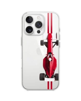 Etui do iPhone 14 Pro Max przeźroczyste, silikonowe Flexi, Szybkie Auta, czerwone F1