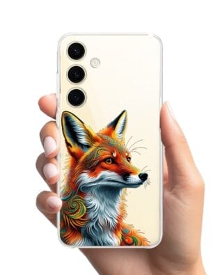 Etui do Samsung Galaxy S24 Plus przeźroczyste, silikonowe Flexi, Dzika Mandala, Twarz lisa