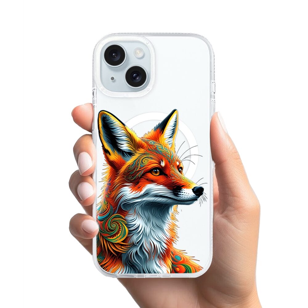 Etui do iPhone 15 z MagSafe przeźroczyste, silikonowe Flexi, Dzika Mandala, Lwie spojrzenie - obrazek 2