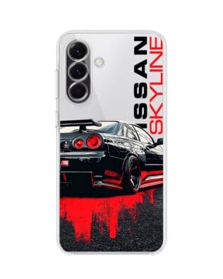 Etui do Samsung Galaxy A56 5G przeźroczyste, silikonowe Flexi, Szybkie Auta, czarny Skyline