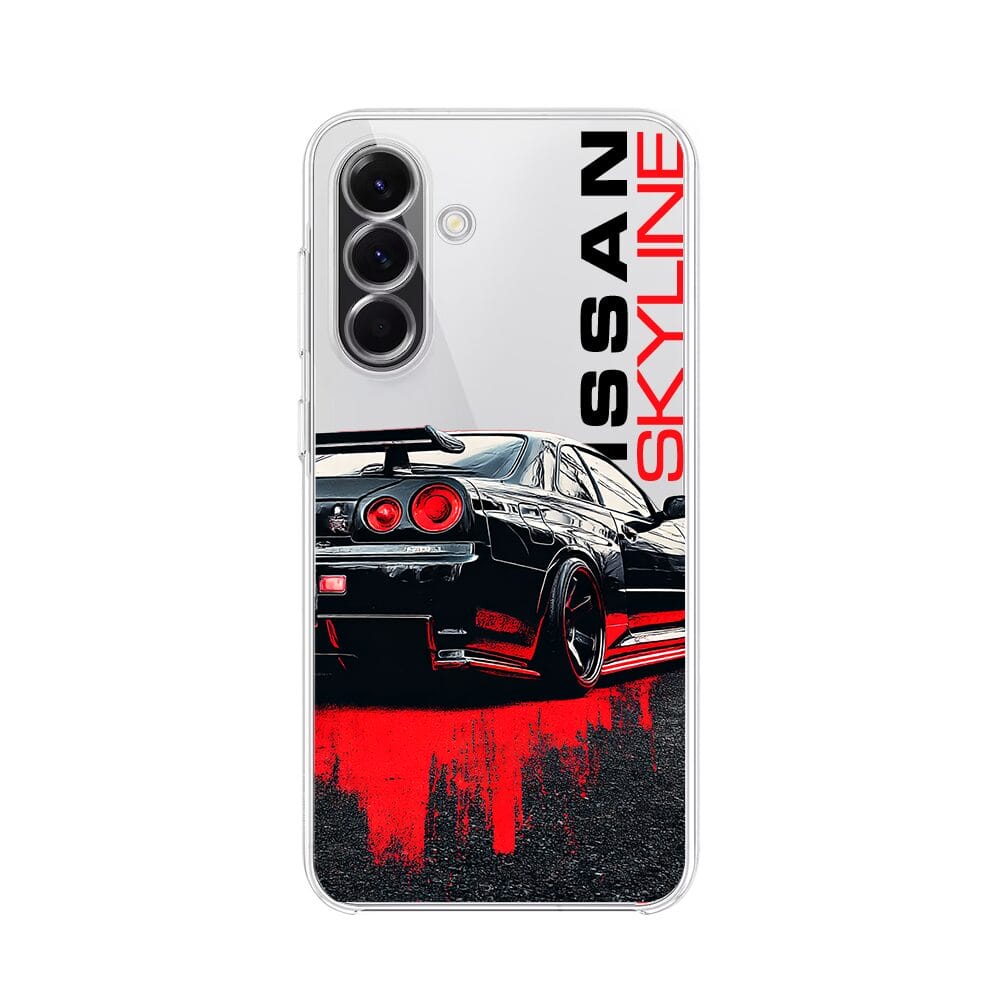 Etui do Samsung Galaxy A56 5G przeźroczyste, silikonowe Flexi, Szybkie Auta, czarny Skyline