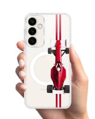 Etui do Samsung Galaxy S23 Plus z MagSafe przeźroczyste, silikonowe Flexi, Szybkie Auta, czerwone F1