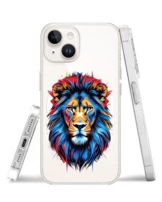 Etui do iPhone 14 z MagSafe przeźroczyste, silikonowe Flexi, Dzika Mandala, Lew