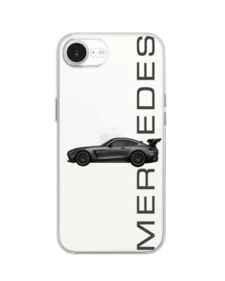 Etui do iPhone 16e przeźroczyste, silikonowe Flexi, Szybkie Auta, Stalowe AMG-GT
