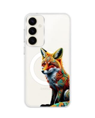 Etui do Samsung Galaxy S23 z MagSafe przeźroczyste, silikonowe Flexi, Dzika Mandala, Lis