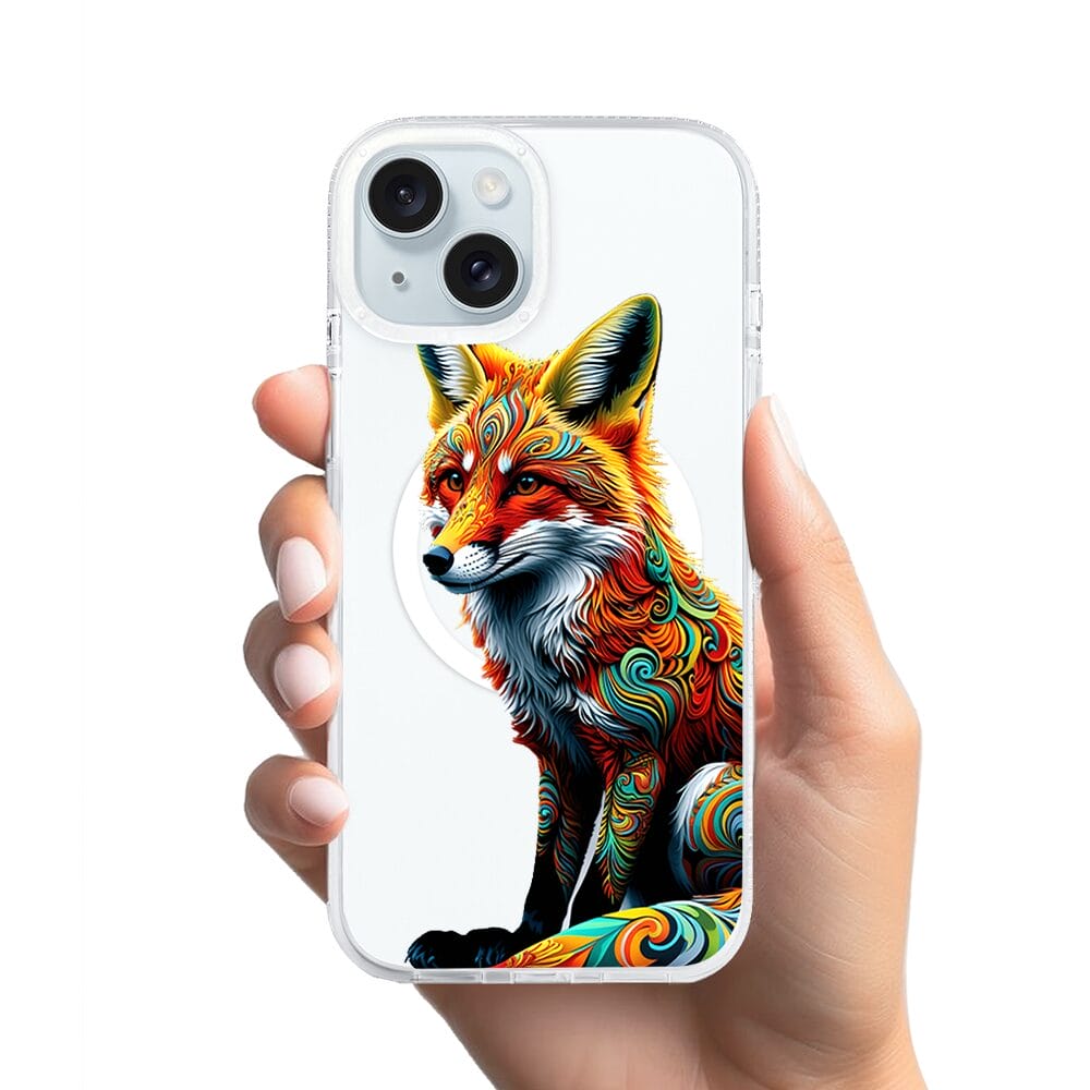 Etui do iPhone 15 z MagSafe przeźroczyste, silikonowe Flexi, Dzika Mandala, Lis - obrazek 2