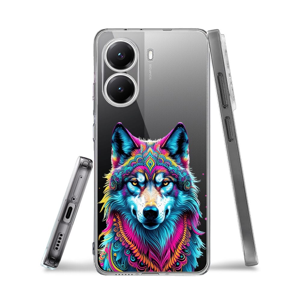 Etui do Xiaomi POCO X7 Pro przeźroczyste, silikonowe Flexi, Dzika Mandala, Wilk - obrazek 3