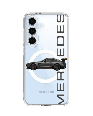 Etui do Samsung Galaxy S24 FE z MagSafe przeźroczyste, silikonowe Flexi, Szybkie Auta, Stalowe AMG-GT