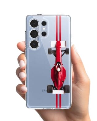 Etui do Samsung Galaxy S25 Ultra przeźroczyste, silikonowe Flexi, Szybkie Auta, czerwone F1