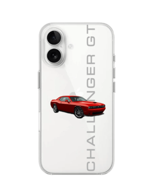 Etui do iPhone 16 przeźroczyste, silikonowe Flexi, Szybkie Auta, czerwony Challenger GT