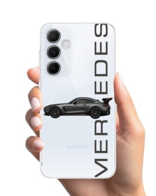 Etui do Samsung Galaxy M35 5G przeźroczyste, silikonowe Flexi, Szybkie Auta, Stalowe AMG-GT