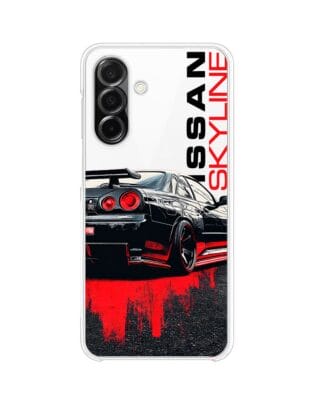 Etui do Samsung Galaxy A26 5G przeźroczyste, silikonowe Flexi, Szybkie Auta, czarny Skyline