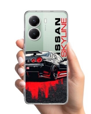 Etui do Xiaomi POCO X7 Pro przeźroczyste, silikonowe Flexi, Szybkie Auta, czarny Skyline