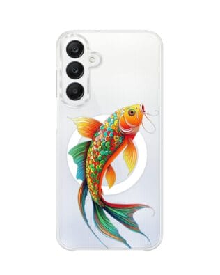 Etui do Samsung Galaxy A25 5G z MagSafe przeźroczyste, silikonowe Flexi, Dzika Mandala, Złota ryba