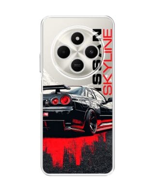 Etui do Xiaomi POCO C75 przeźroczyste, silikonowe Flexi, Szybkie Auta, czarny Skyline