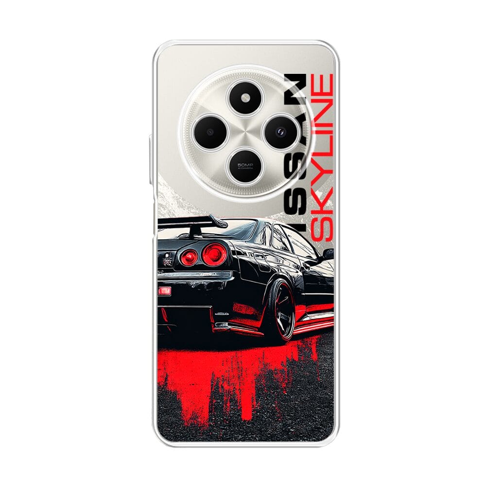 Etui do Xiaomi POCO C75 przeźroczyste, silikonowe Flexi, Szybkie Auta, czarny Skyline