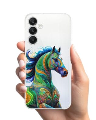 Etui do Samsung Galaxy A25 5G przeźroczyste, silikonowe Flexi, Dzika Mandala, Koń