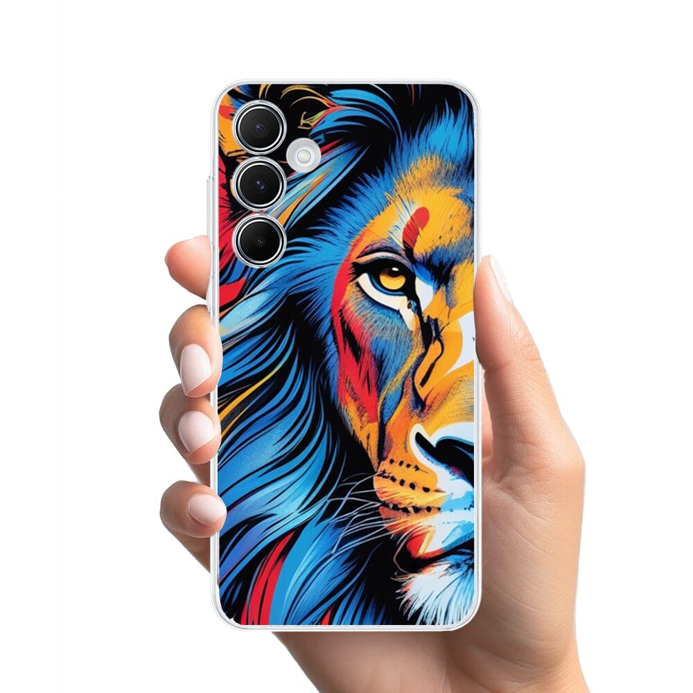 Etui do Samsung Galaxy A55 5G przeźroczyste, silikonowe Flexi, Dzika Mandala, Lwie spojrzenie - obrazek 2