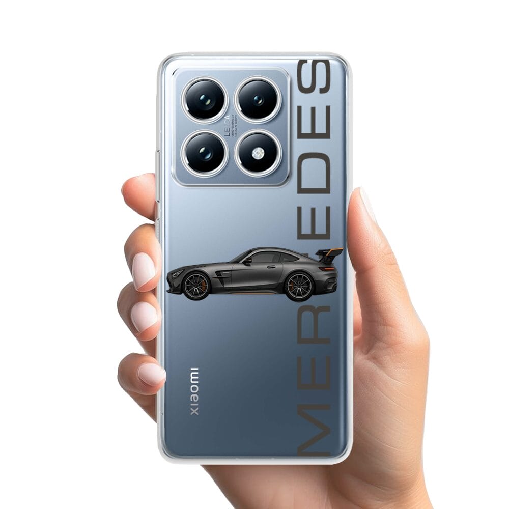 Etui do Xiaomi 14T przeźroczyste, silikonowe Flexi, Szybkie Auta, Stalowe AMG-GT - obrazek 2