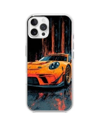 Etui do iPhone 12 Pro Max przeźroczyste, silikonowe Flexi, Szybkie Auta, Pomarańczowa 911