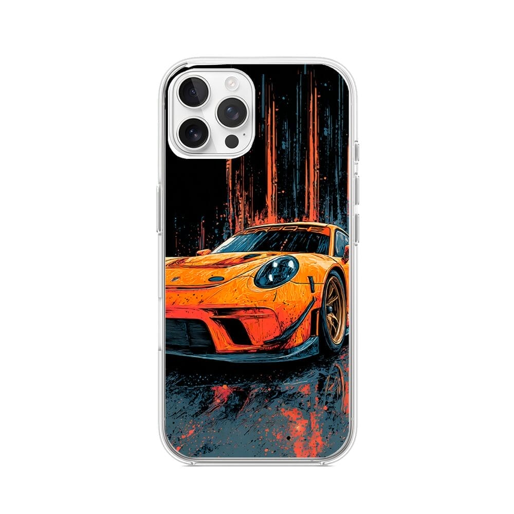 Etui do iPhone 12 Pro Max przeźroczyste, silikonowe Flexi, Szybkie Auta, Pomarańczowa 911