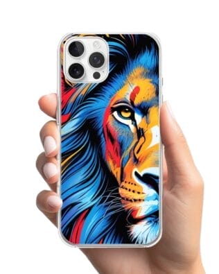 Etui do iPhone 12 Pro z MagSafe przeźroczyste, silikonowe Flexi, Dzika Mandala, Lwie spojrzenie