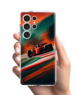 Etui do Samsung Galaxy S25 Ultra przeźroczyste, silikonowe Flexi, Szybkie Auta, Wyścig F1