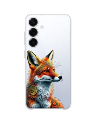 Etui do Samsung Galaxy S25 Plus przeźroczyste, silikonowe Flexi, Dzika Mandala, Twarz lisa