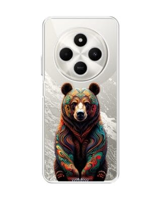 Etui do Xiaomi POCO C75 przeźroczyste, silikonowe Flexi, Dzika Mandala, Niedźwiedź