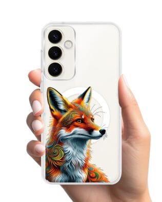 Etui do Samsung Galaxy S23 Plus z MagSafe przeźroczyste, silikonowe Flexi, Dzika Mandala, Twarz lisa