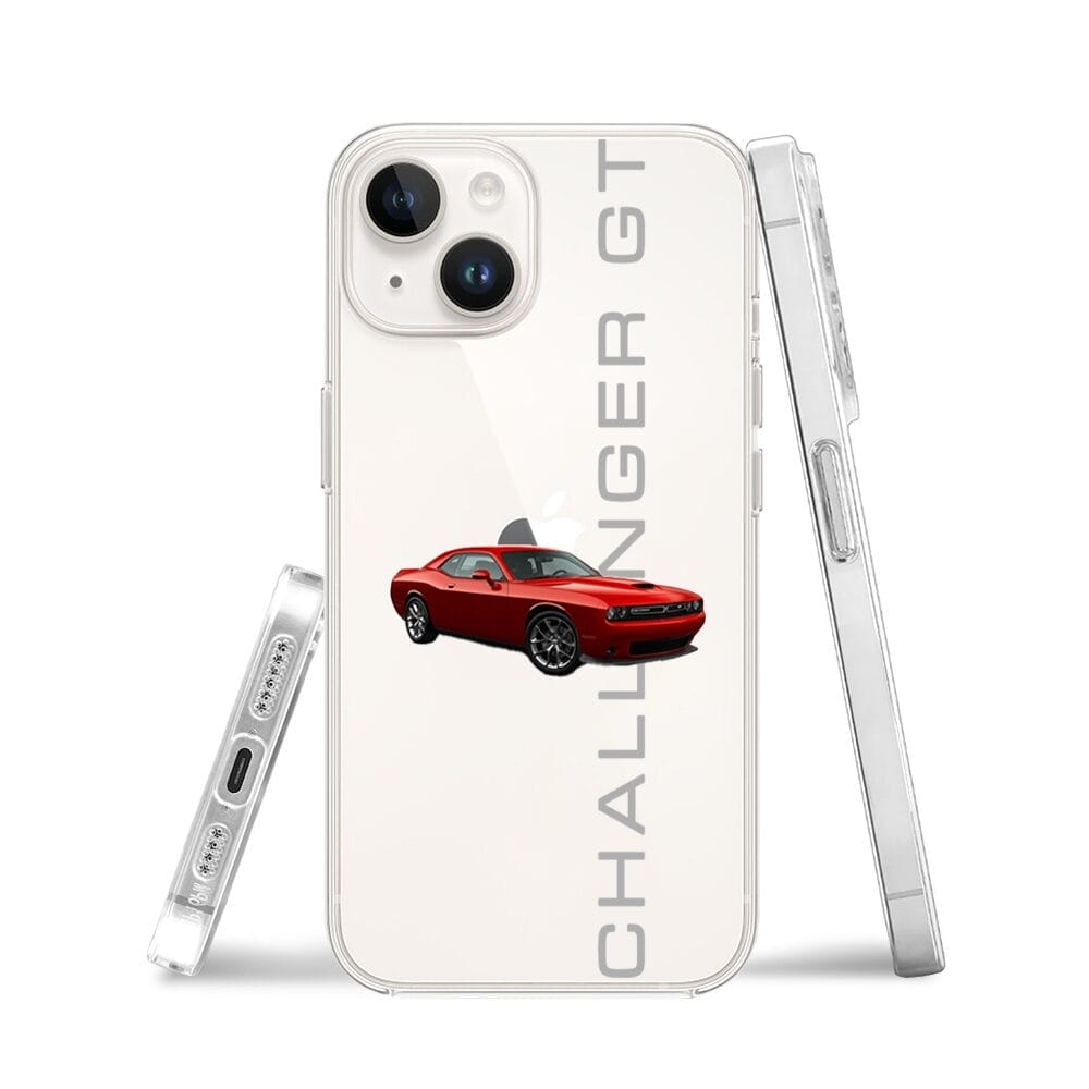 Etui do iPhone 14 Plus przeźroczyste, silikonowe Flexi, Szybkie Auta, czerwony Challenger GT - obrazek 3