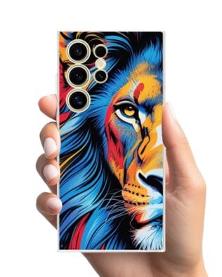 Etui do Samsung Galaxy S24 Ultra przeźroczyste, silikonowe Flexi, Dzika Mandala, Lwie spojrzenie